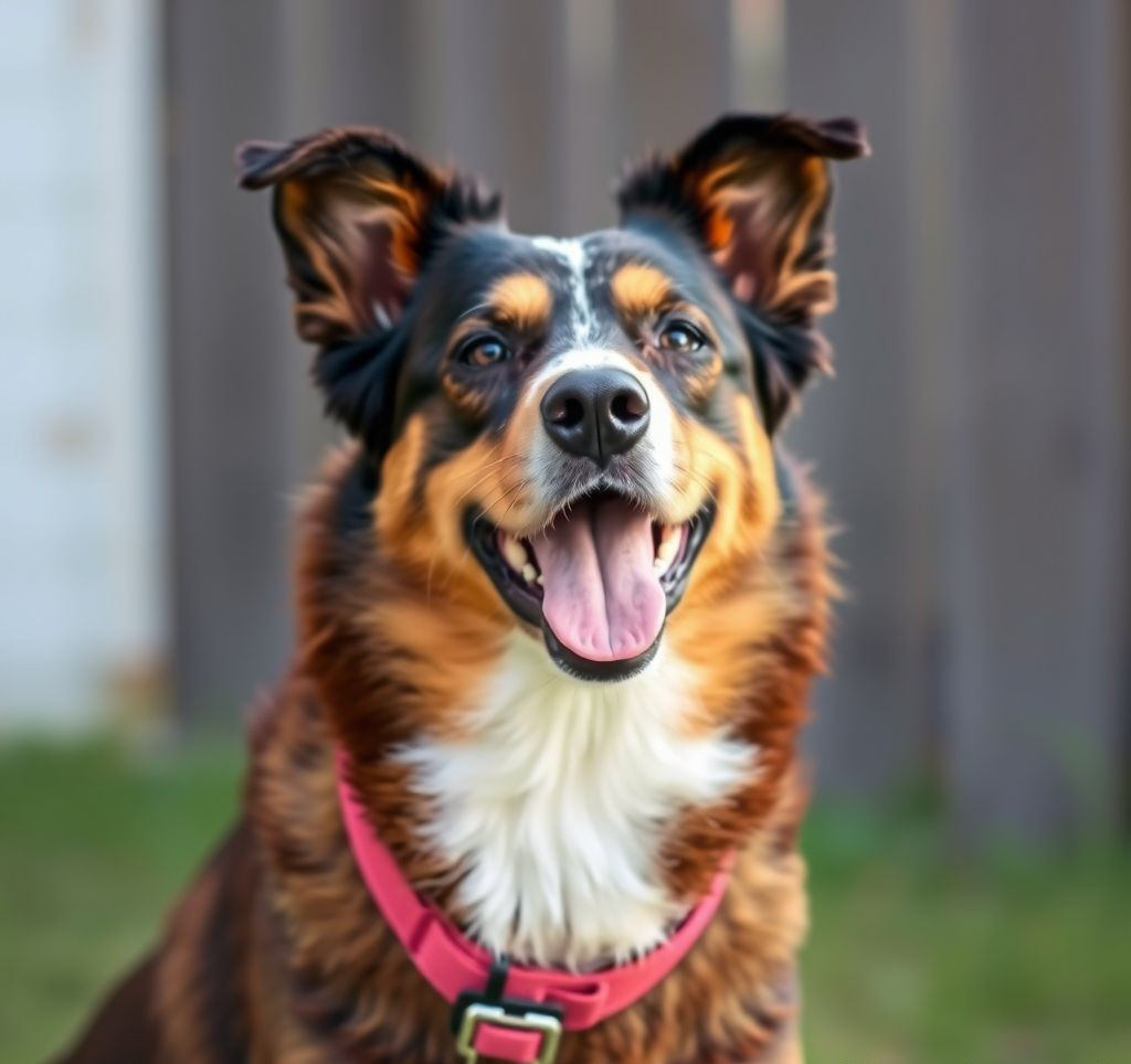 An Australian Cattle Dog (Heeler) looking alert and happy